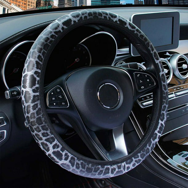 Car Steering Wheel Cover Luxury Warm Leopard Print Fashionable Plush for Car SUV
